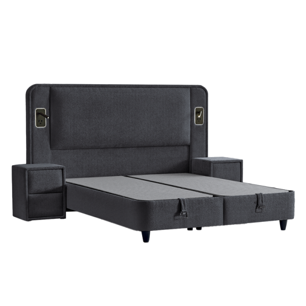 Тапицирана спалня с матрак CANCUN 160 x 200 - сив 18