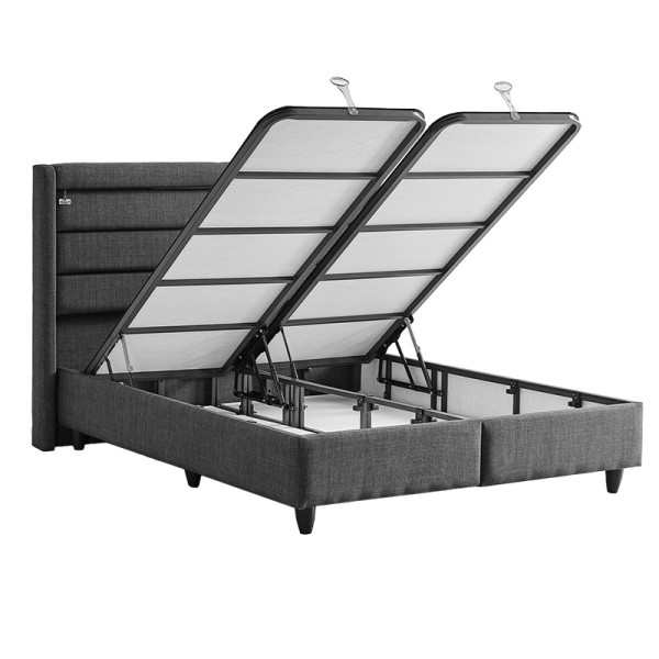 Тапицирана спалня с матрак COTTON 140 x 200 - графит 501