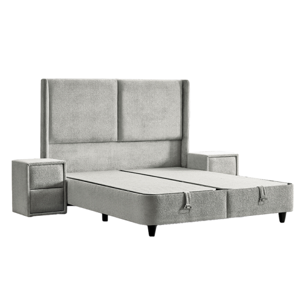 Тапицирана спалня с матрак DIANA 160 x 200 - светлосив 326