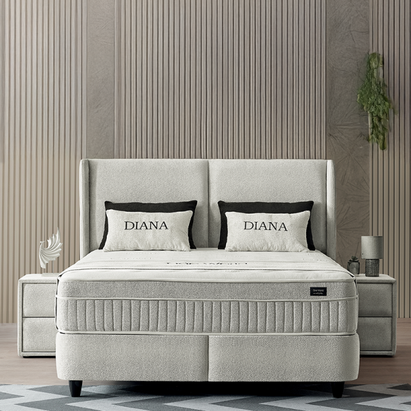 Тапицирана спалня с матрак DIANA 160 x 200 - светлосив 326