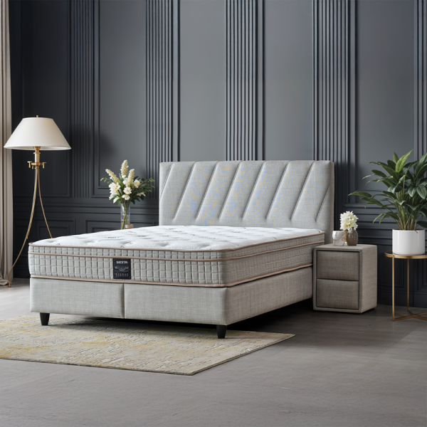 Тапицирана спалня с матрак SIESTA 140 x 200 - сив 02