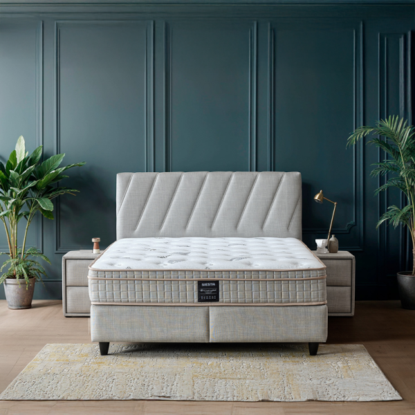 Тапицирана спалня с матрак SIESTA 140 x 200 - сив 02