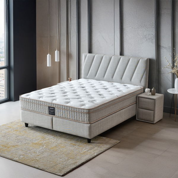 Тапицирана спалня с матрак SIESTA 140 x 200 - сив 02