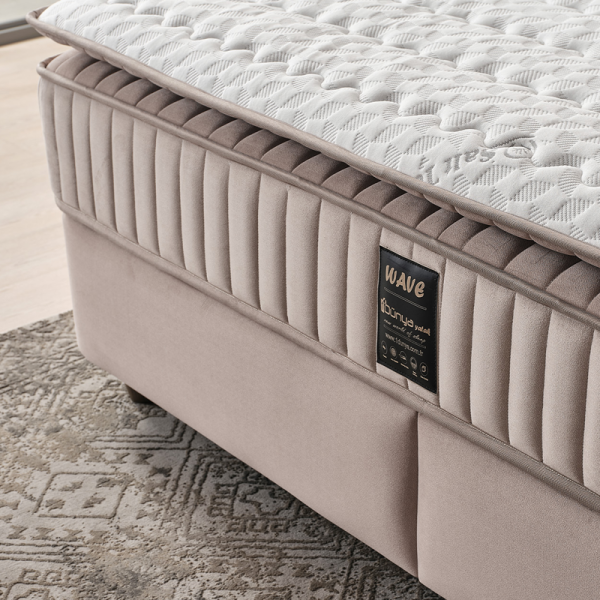Тапицирана спалня с матрак WAVE 160 x 200 - светлосив 25