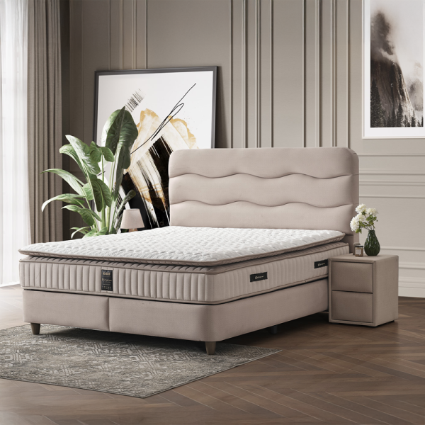 Тапицирана спалня с матрак WAVE 160 x 200 - светлосив 25