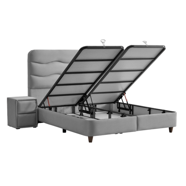 Тапицирана спалня с матрак WAVE 160 x 200 - светлосив 25