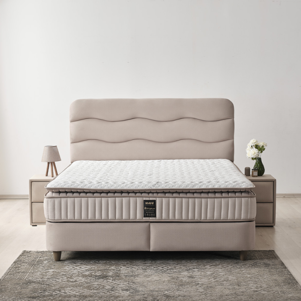 Тапицирана спалня с матрак WAVE 160 x 200 - светлосив 25