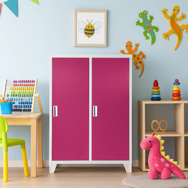 Метален шкаф Carmen CR-1605-2 JZ - сив / розов