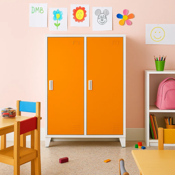 Метален шкаф Carmen CR-1605-2 JZ - сив / оранжев