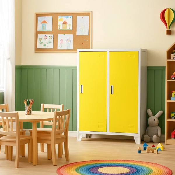 Метален шкаф Carmen CR-1605-2 JZ - сив / жълт