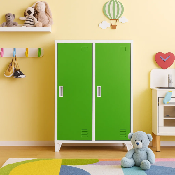 Метален шкаф Carmen CR-1605-2 JZ - сив / зелен