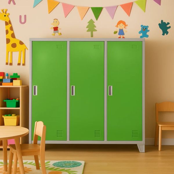 Метален шкаф Carmen CR-1605-3 JZ - сив / зелен