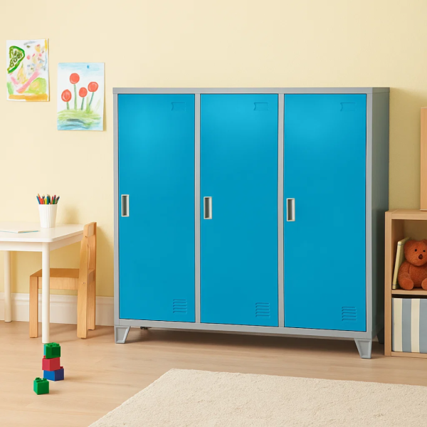 Метален шкаф Carmen CR-1605-3 JZ - сив / светлосин