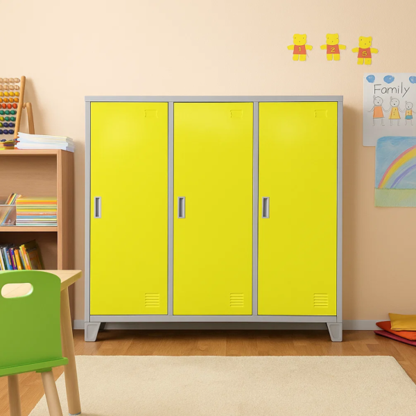 Метален шкаф Carmen CR-1605-3 JZ - сив / патешко жълт