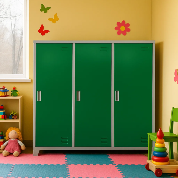 Метален шкаф Carmen CR-1605-3 JZ - сив / тъмнозелен