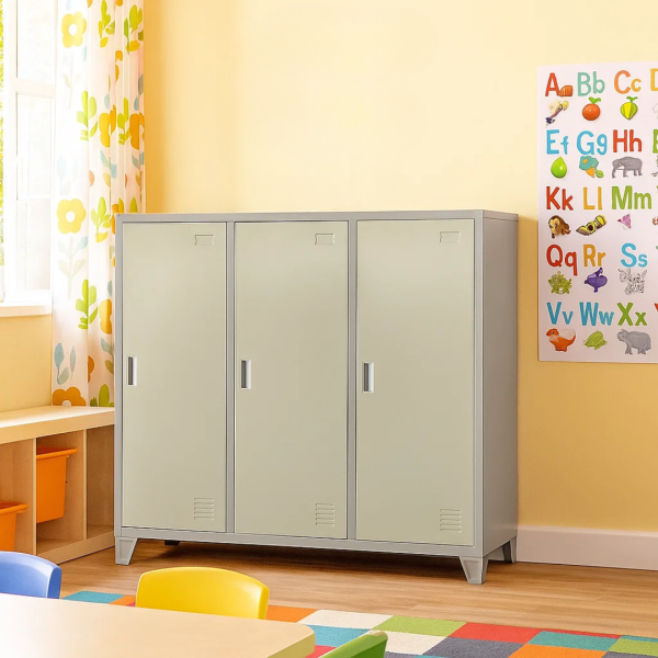 Метален шкаф Carmen CR-1605-3 JZ - сив / бежов