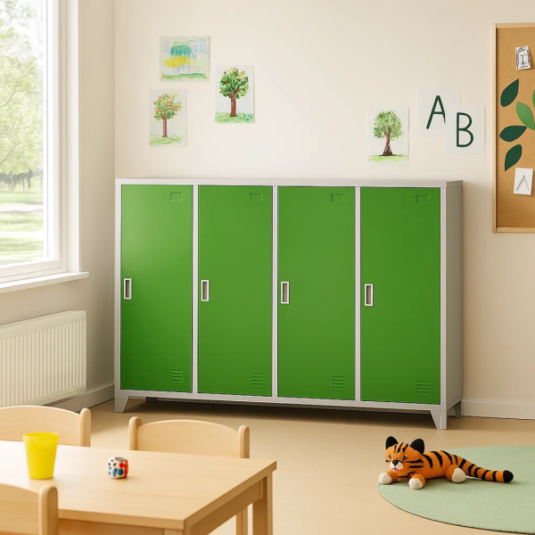 Метален шкаф Carmen CR-1605-4 JZ - Сив / зелен