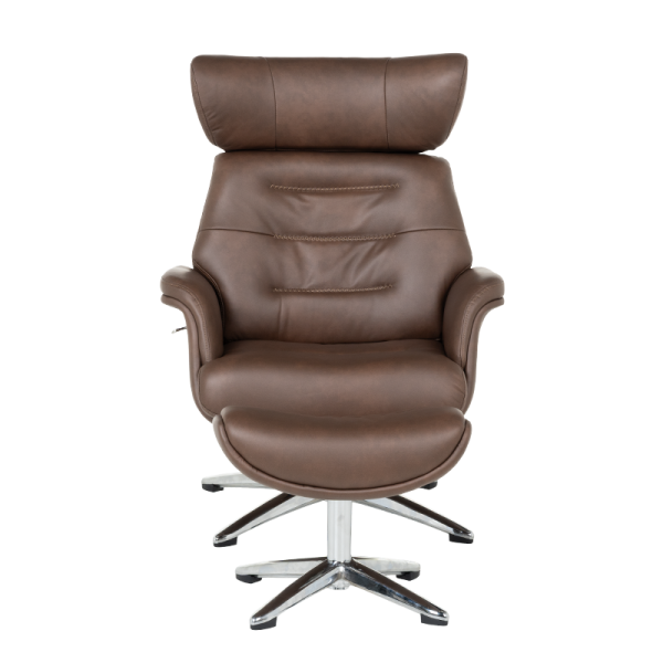 Кресло с табуретка TEDY - кафяво