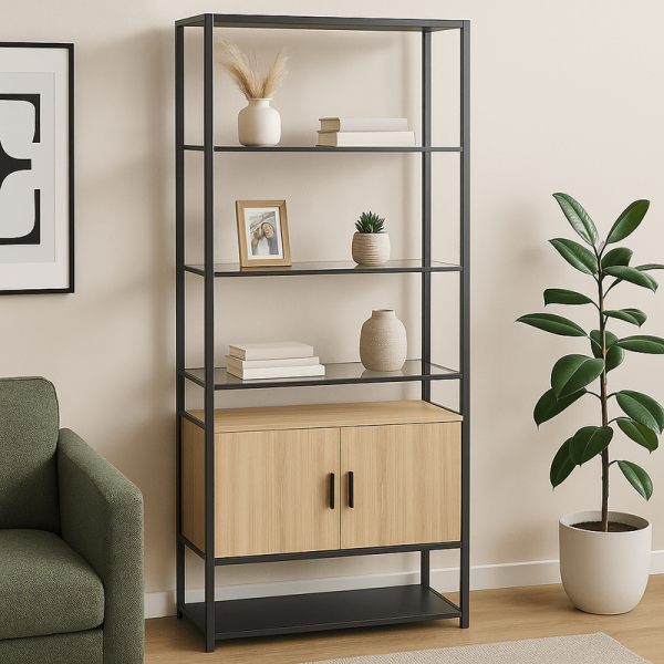 Етажерка HALMSTAD - бук-черен