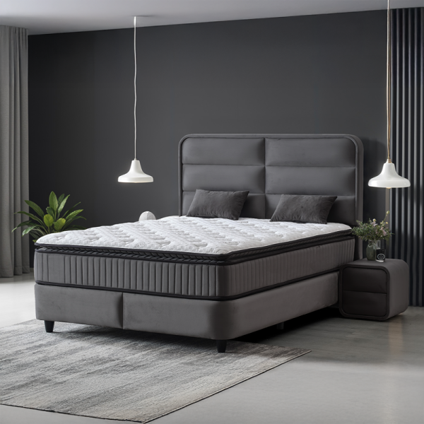 Тапицирана спалня с матрак FALLONE 140 x 200 - тъмно сив 32