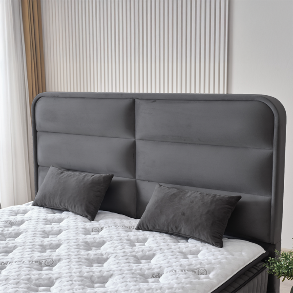Тапицирана спалня с матрак FALLONE 140 x 200 - тъмно сив 32