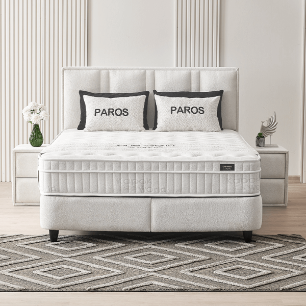Тапицирана спалня с матрак PAROS 140 х 200 - крем AN