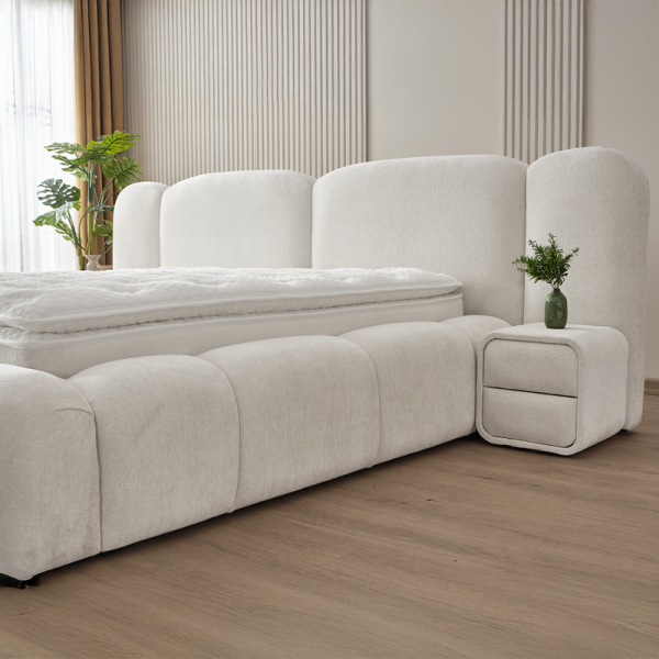 Тапицирана спалня с матрак BUMBY 160 x 200 - бял 01