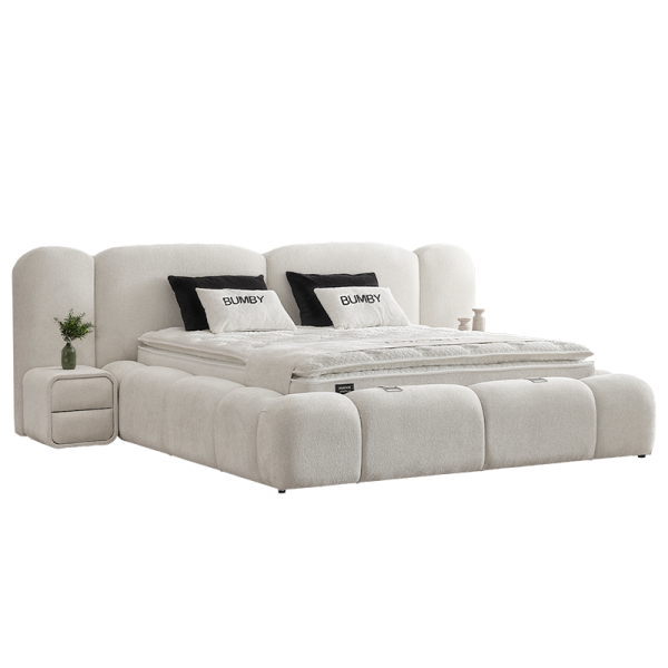 Тапицирана спалня с матрак BUMBY 160 x 200 - бял 01