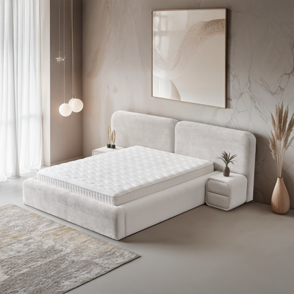 Тапицирана спалня с матрак MYKONOS 160 х 200 - перла SY