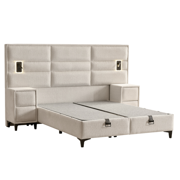 Тапицирана спалня с матрак MATHILDA 160 x 200 - бежов 01