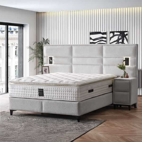 Тапицирана спалня с матрак MATHILDA 160 x 200 - светлосив 21