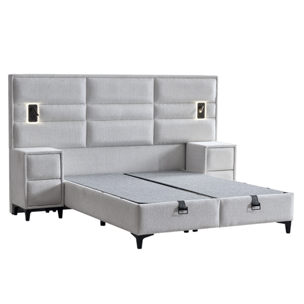 Тапицирана спалня с матрак MATHILDA 160 x 200 - светлосив 21