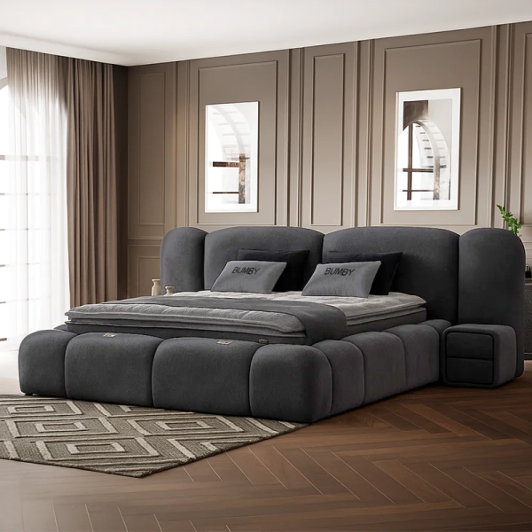 Тапицирана спалня с матрак BUMBY 160 x 200 - сив 13