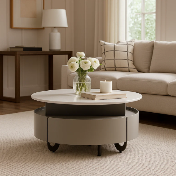 Холна маса TARIA - бял-капучино