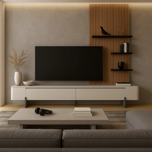 ТВ шкаф VALA - бял-капучино