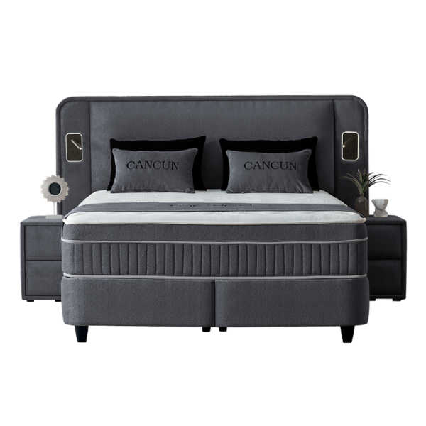 Тапицирана спалня с матрак CANCUN 180 x 200 - сив 18