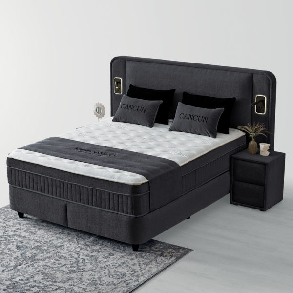 Тапицирана спалня с матрак CANCUN 180 x 200 - сив 18