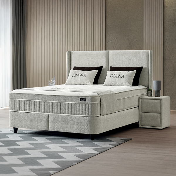 Тапицирана спалня с матрак DIANA 180 x 200 - светлосив 326