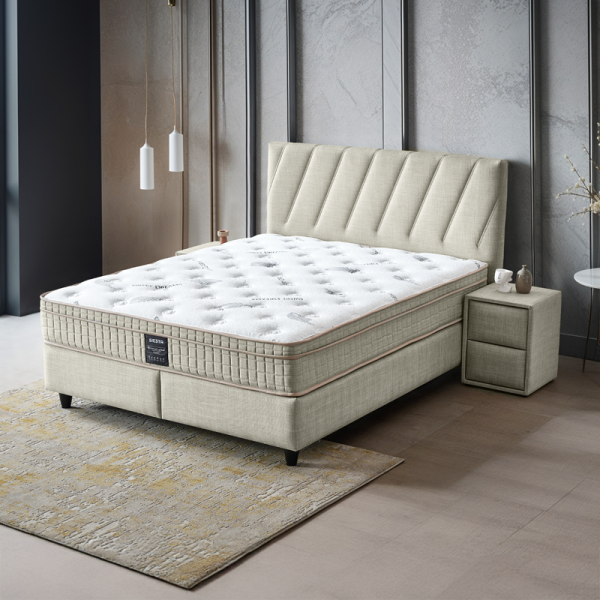 Тапицирана спалня с матрак SIESTA 180 x 200 - крем 01