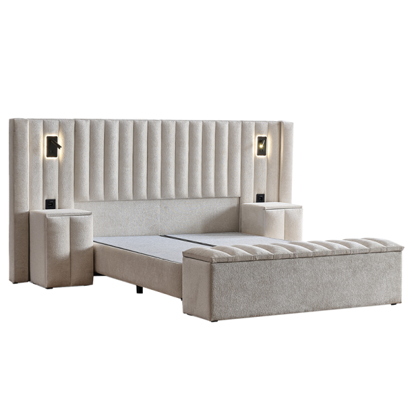 Тапицирана спалня с матрак FLORIDA 180 х 200 - крем 01