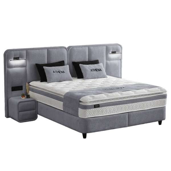 Тапицирана спалня с матрак ATHENA 180 х 200 - сив 16