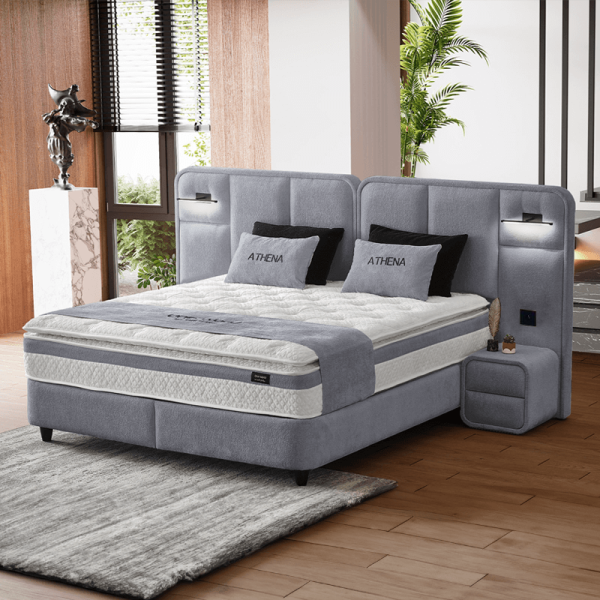 Тапицирана спалня с матрак ATHENA 180 х 200 - сив 16