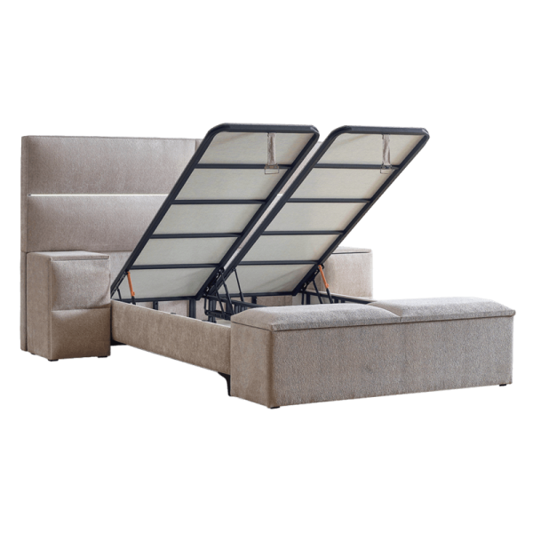 Тапицирана спалня с матрак PUZZLE 160 x 200 - бежов 03