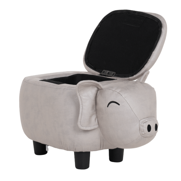 Детска табуретка с ракла - сиво прасе