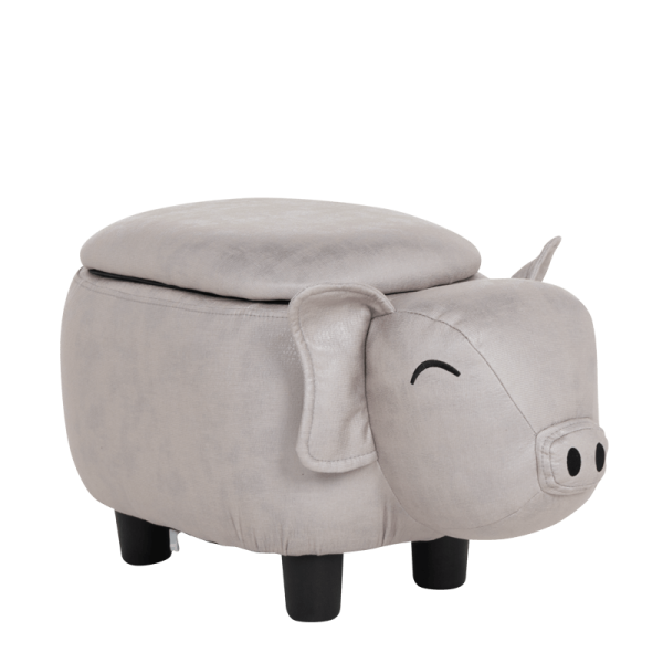 Детска табуретка с ракла - сиво прасе