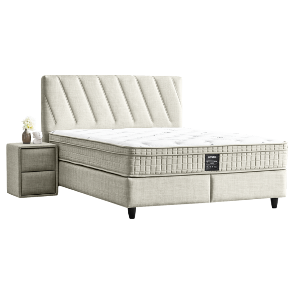 Тапицирана спалня с матрак SIESTA 140 x 200 - крем 01