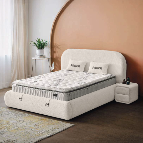 Тапицирана спалня с матрак FABER 160 х 200 - шампанско 01