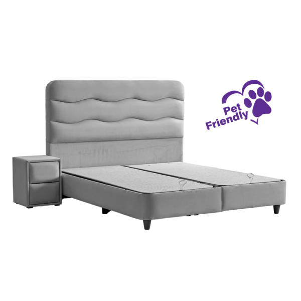 Тапицирана спалня с матрак WAVE 140 x 200 - светлосив 25