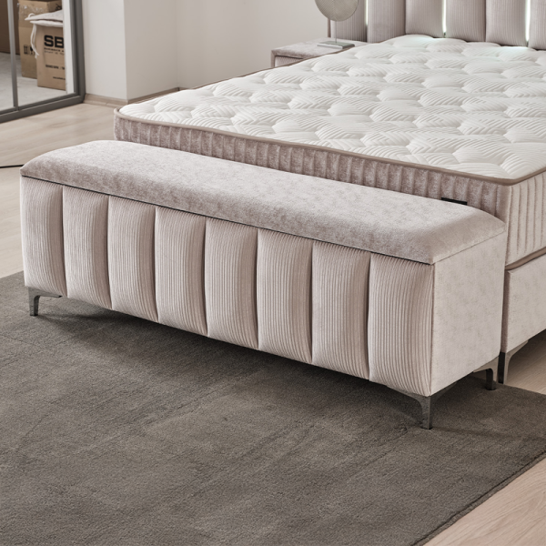 Тапицирана пейка с ракла за спалня MOONLIGHT 160 х 200 - бежов 03
