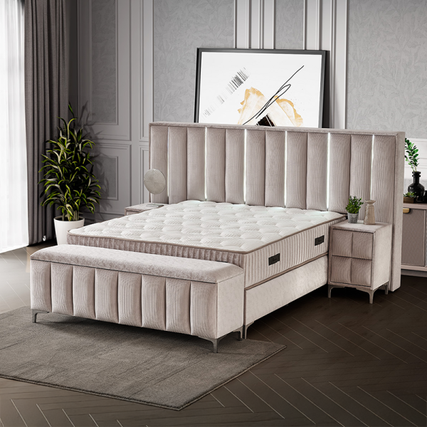 Тапицирана пейка с ракла за спалня MOONLIGHT 180 х 200 - бежов 03